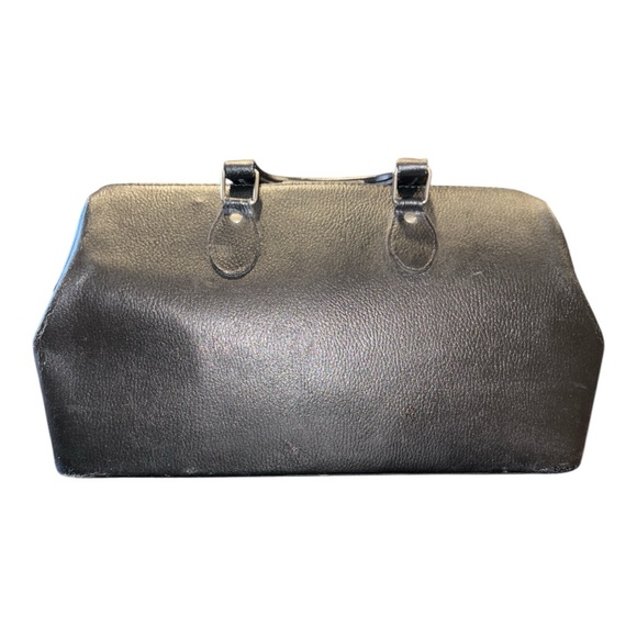 Vintage Rare Black Leather Doctor’s Bag Silver Hardware Made in Hungary - Picture 4 of 14